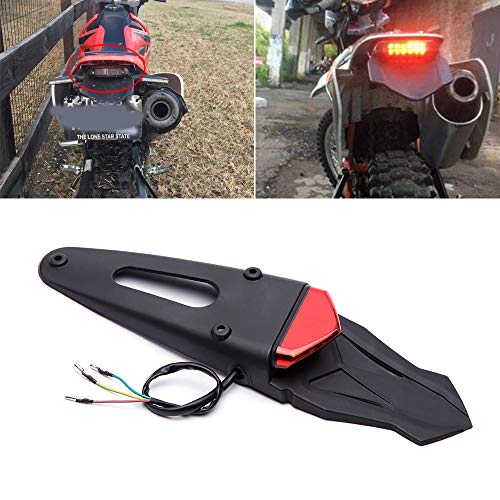 Image of Motorcycle Rear Fender Mount Red LED Tail Light Brake Lamp Turn Signals License Plate Lights for Custom Off-Road Motorcycle Dirt Bike