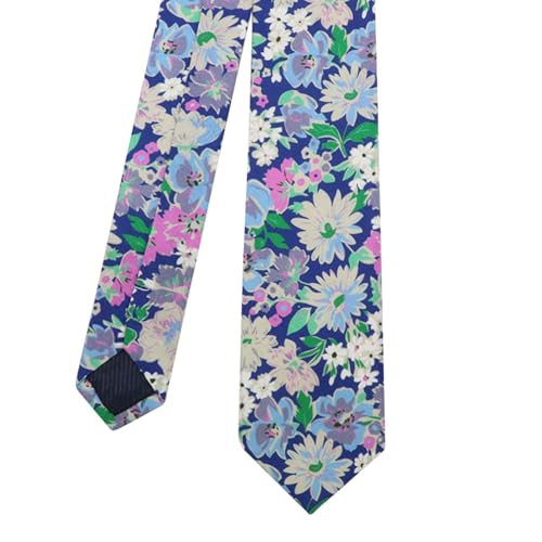 Image of Cotton Floral Ties for Men 2.76 inch Men's Skinny Tie Linen Flower Printed Neck Tie for Wedding Dating Party