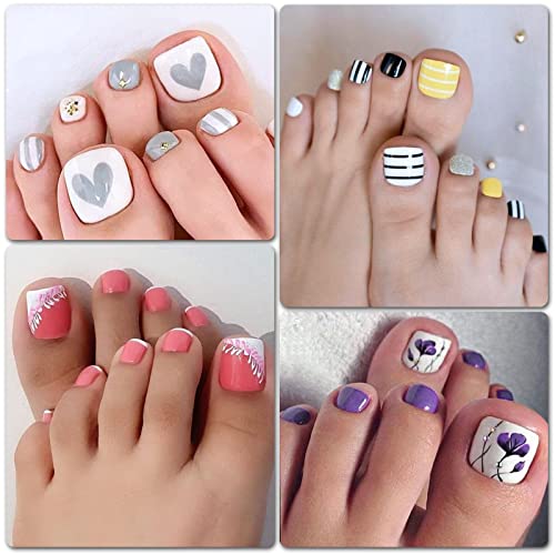 Luckforever 360Pc Short Square Press On Toenails Colored Fake Toe Nail Tips Full Cover False Acrylic Artifical Toenail Women Girs Gel Glossy Presson Toenails Pedicure Decor 15 Colors #TOP5