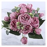 30cm Rose Rosa Seide Pfingstrose Künstliche Blumen Blumenstrauß 5 Großer Kopf und 4 Knospe Günstige Gefälschte Blumen für Home Hochzeit Dekoration Indoor