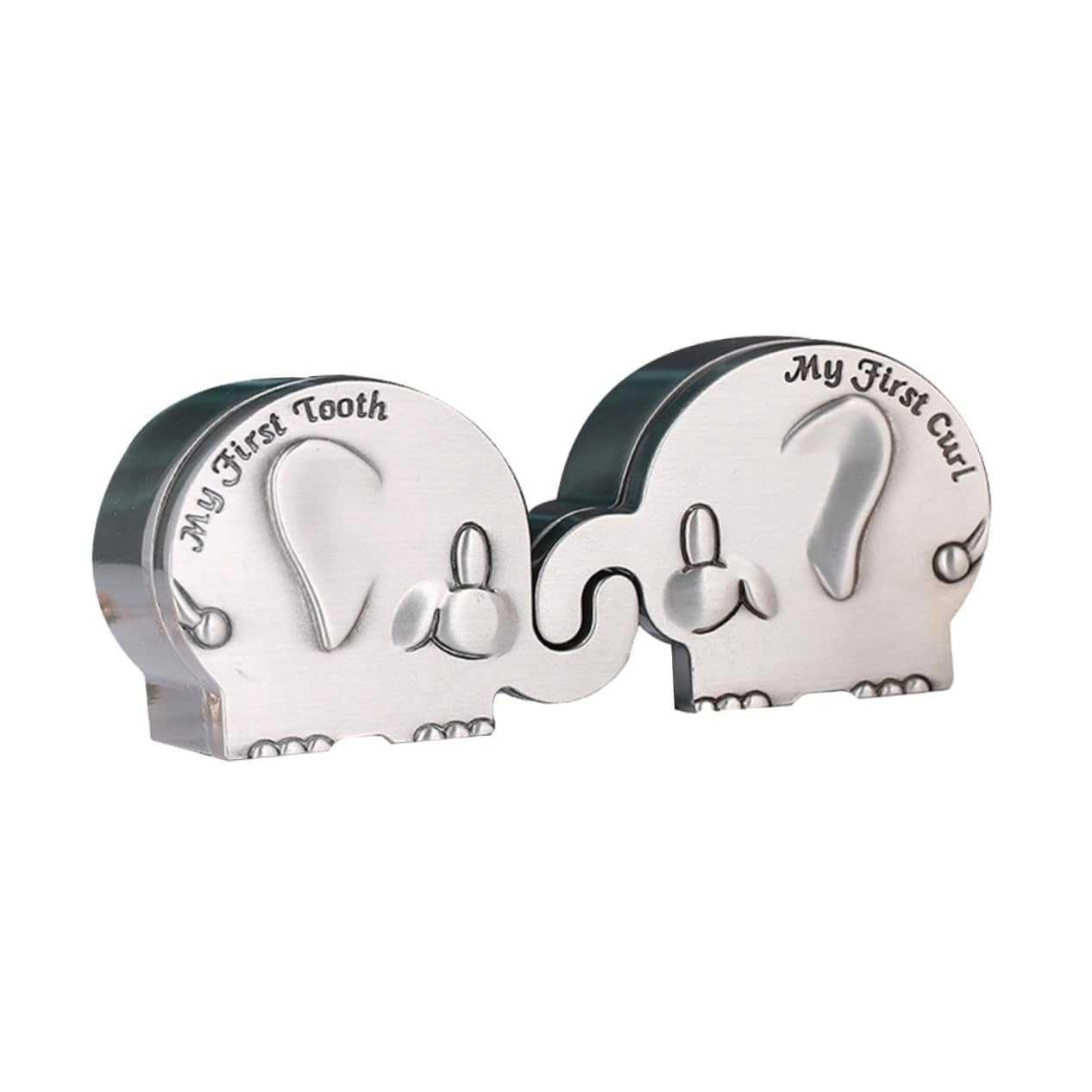 HANABASS 1 par Caja de Recuerdos de Dientes y Cabello de para Bebés para Primer y Primer para Recién Nacidos para Bautizo y Cumpleaños Almacenamiento Seguro y Elegante Color Plateado