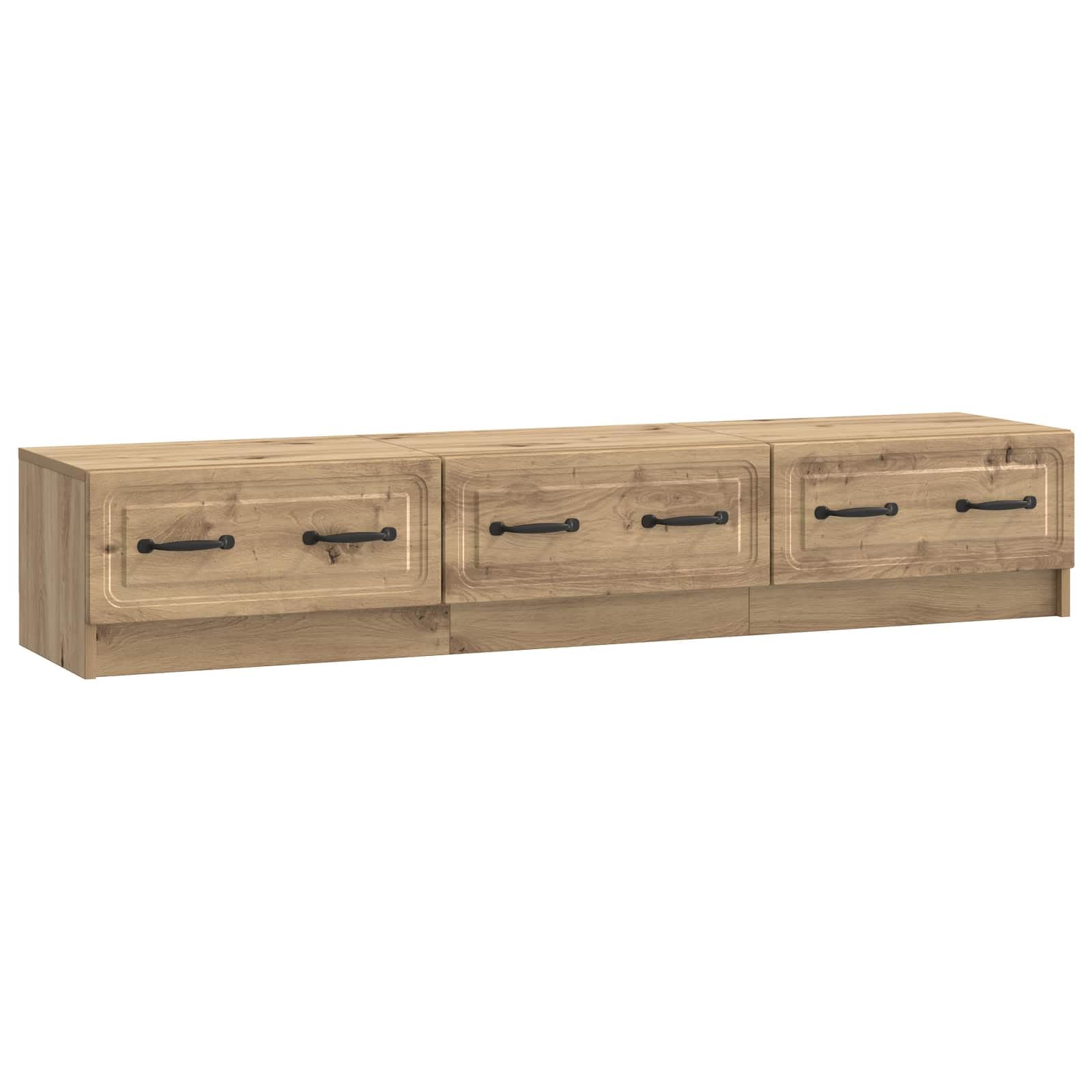 Hothingwell Szafka pod telewizor 147 x 34,5 x 27 cm dąb rzemieślniczy drewno inżynieryjne | Duża przestrzeń do przechowywania, wysuwane szuflady, nowoczesny design, łatwa pielęgnacja, do minimalistycznego salonu