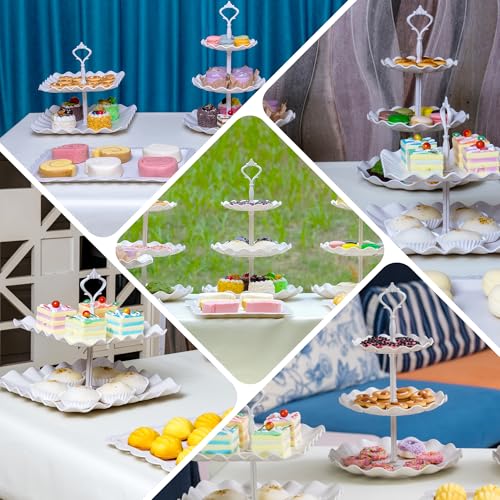 PCFCZ 10 PCS Cupcake Stand Holder, Dessert Table Display Set, Treat Table Candy Cake Desert Tiered Tray, 3 Tier Serving Trays for Tea Party, Wedding Baby Shower Bridal Shower Decorations - Image 7