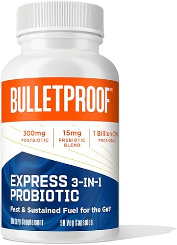 Bulletproof Probiótico Express 3 en 1, 90 unidades, suplemento para una salud intestinal rápida y sostenida