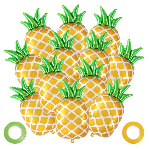 Image of 12 Pcs Pineapple Balloons, Pineapple Foil Balloons, Large Fruit Mylar Balloon for Summer Themed Party Birthday Baby Shower Decorations (12 Pcs)