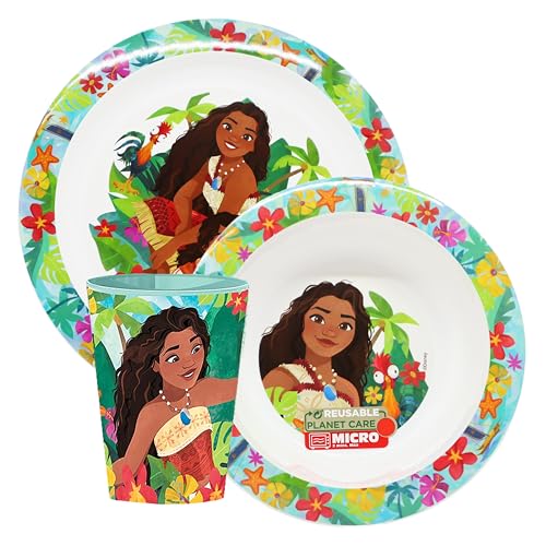 Sorrisini Vaisselle réutilisable pour enfants Vaiana, assiettes enfants pour asile, Scoula, set de...