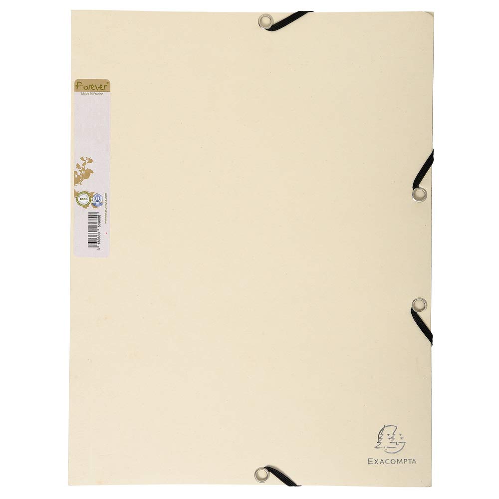 Exacompta 56986SE Carpeta (cartón reciclado, 3 solapas, 400g, A4 elástico) de arena