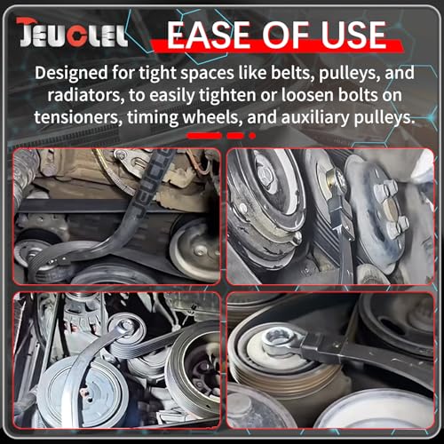 Image of 15PCS Universal Auxiliary Idler Belt Tensioner Pulley Removal Tool Kit, 12-Point 12-19mm (0.47 inch-0.74 inch) Serpentine Belt Tension Pulley Wrench Set, Engine Timing Belt Tensioning Nut Bolt Screw Remover | 12Point, 12-19mm(0.47 inch-0.74 inch) Serpentine Belt Tension Pulley Wrench Set, Engine Timing Belt Tensioning Nut Bolt Screw Remover