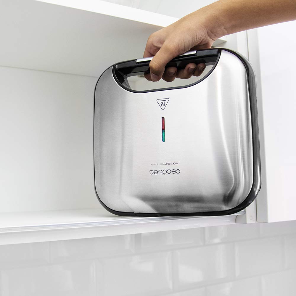 Cecotec Sandwichera Rock'nToast Deep Classic, 1000 W, Mayor amplitud, Placa triangulares, Tostado uniforme, Revestimiento RockStone, Capacidad 2 Sándwiches, Libre de PFOA