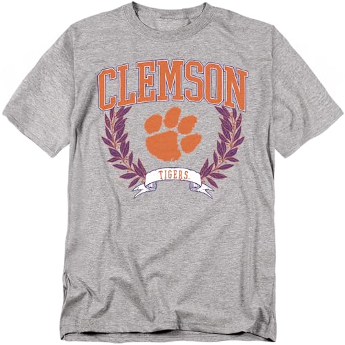 LOGOVISION Clemson University Laurels Dark Unisex Adult T Shirt Athletic Heather X-Large