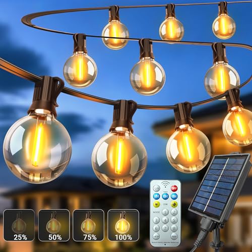 ARKOCHIC Solar Lichterkette Aussen 15M, Lichterkette Außen Solar 20+1 G40 Glühbirnen mit Fernbedienung 8 Modi 3 Timer, 3600 mAH Akku Solar Lichterkette Outdoor für Balkon Garten Camping Party