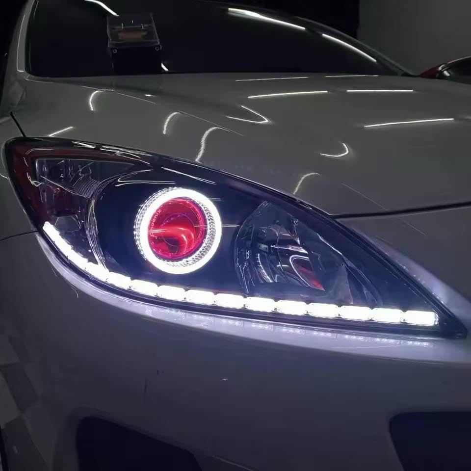 Image of AutoBizarre 2Pcs 3 Inch LED Angel Eyes Halo Ring Headlight Shrouds Cover Mask 5D Crystal RGB DRL Lights with Mobile Application Control for All Cars, Vans, SUVs, etc (Round)