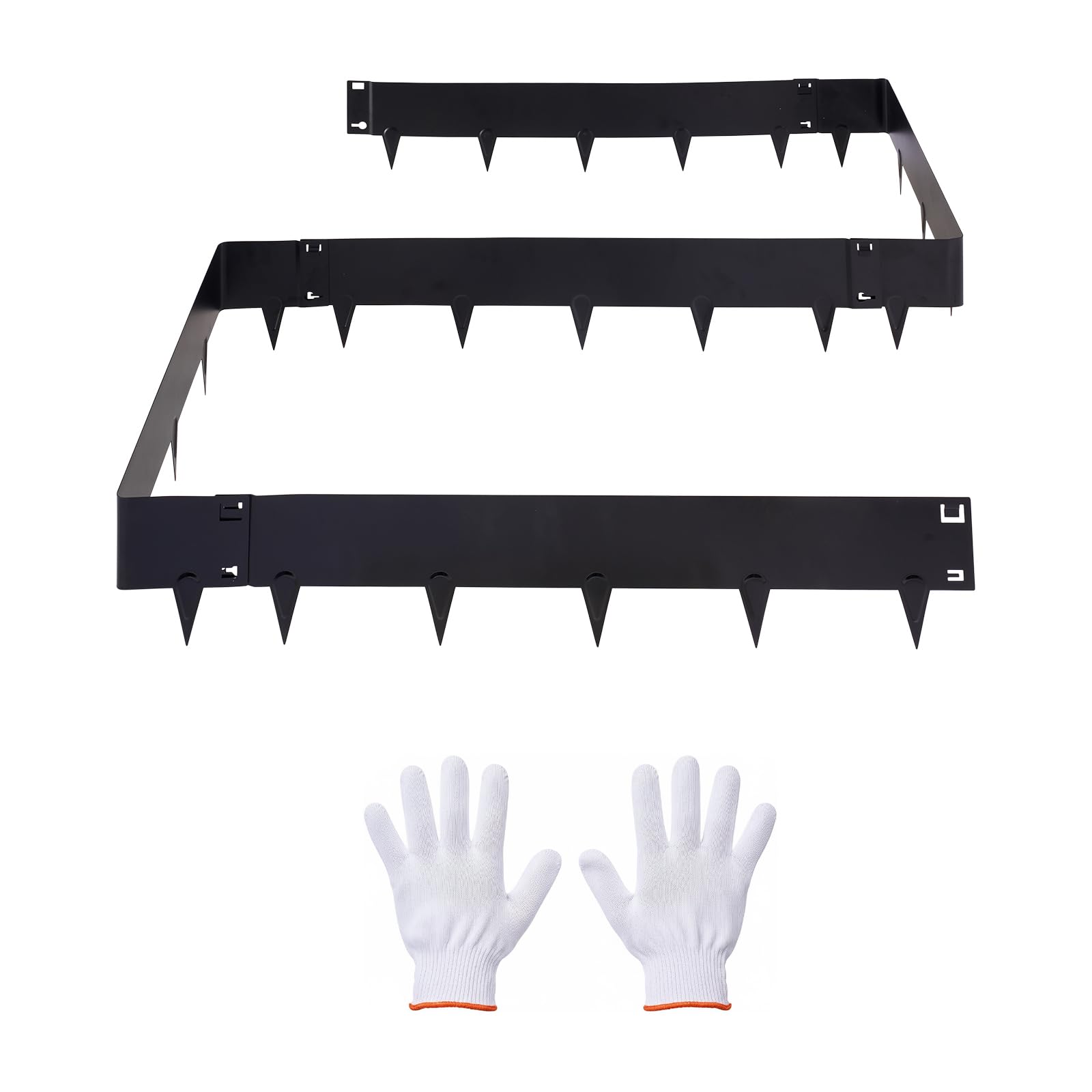 VEVOR Borde de Césped de Acero Galvanizado, 1016 x 207 mm, sin Placas de Conexión, 6 Piezas de Borde, Delimitador Exterior de Metal, Bordura de Jardín con Guantes para Senderos Paisajismo Parterres