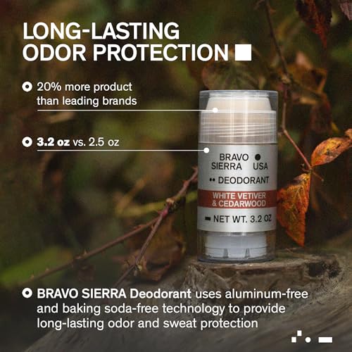 Image of Bravo Sierra Aluminum-Free Mens Deodorant - Antiperspirant for Men, 1-Pack | Natural Ingredients for Long Lasting All-Day Odor & Sweat Protection - White Vetiver & Cedarwood - Paraben & Cruelty-Free