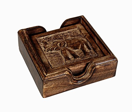 Store Indya Drink Coaster Set Of 4 Handcrafted For Tea Coffee Beer Glass Dining Elephant Design Tabletop Home Decor Kitchen Accessories #TOP2