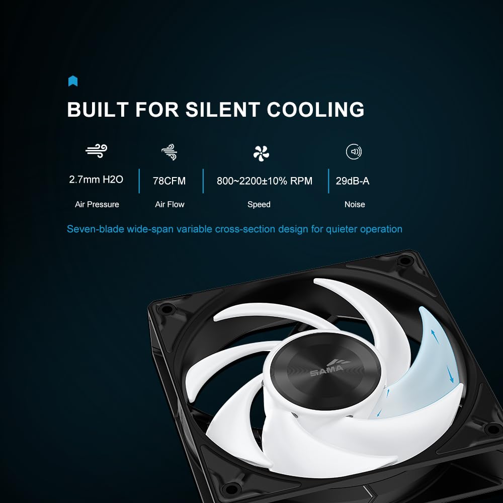 SAMA L70 360mm ARGB CPU Liquid Cooler,CPU PC AIO Water Cooler,Chamfered Infinity Mirror,High-Performance Ceramic Pump,with 28mm Hydraulic Bearing Fans,Intel LGA 1851/1700/1200/115X&AMD AM5/AM4,Black