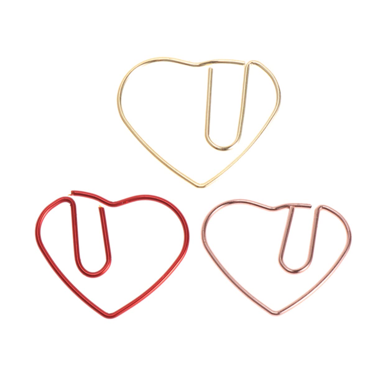 TEHAUX 3 Set di Fermagli per Carta in Metallo a Forma di Cuore Fermagli per Pianificatore per Ricevute di Uso in Ufficio 50 Pezzi*3