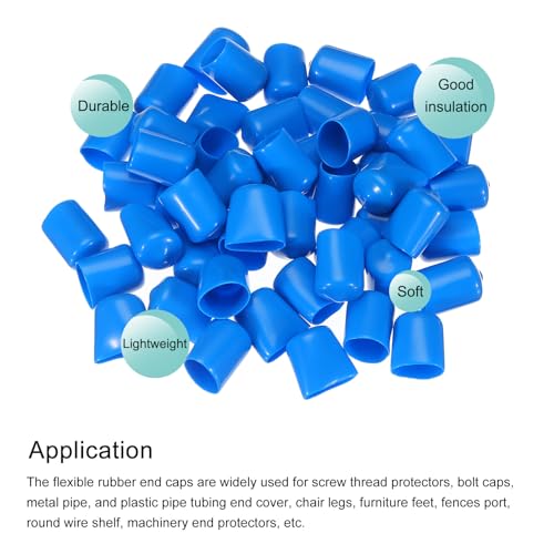 Image of MECCANIXITY 50pcs 15mm Rubber End Caps Cover PVC Vinyl Screw Thread Protector Round Wire Shelf Caps for Screw Bolt Pipe Fence Post, Light Blue