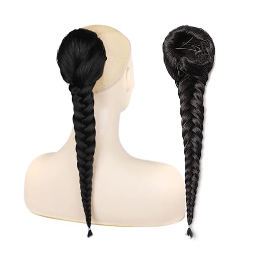Miniatura 2 de Extensiones de cola de caballo trenzadas de espina de pescado de 15 pulgadas, extensiones de cabello sintético rizado con cordón de cola de caballo