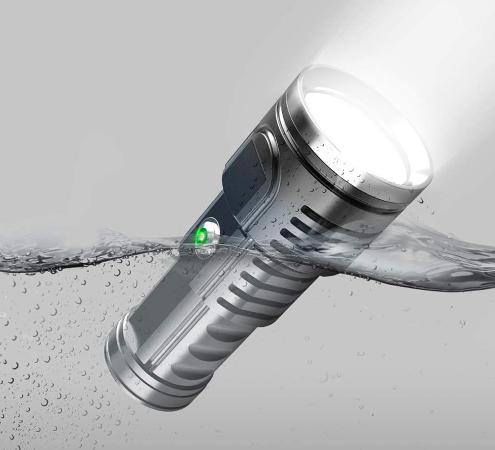HMTE Linterna LED de Alta Potencia Super Brillante 70,2 antorcha USB Recargable IP67 Linterna de Mano de Obra de Grado Impermeable, antorchas