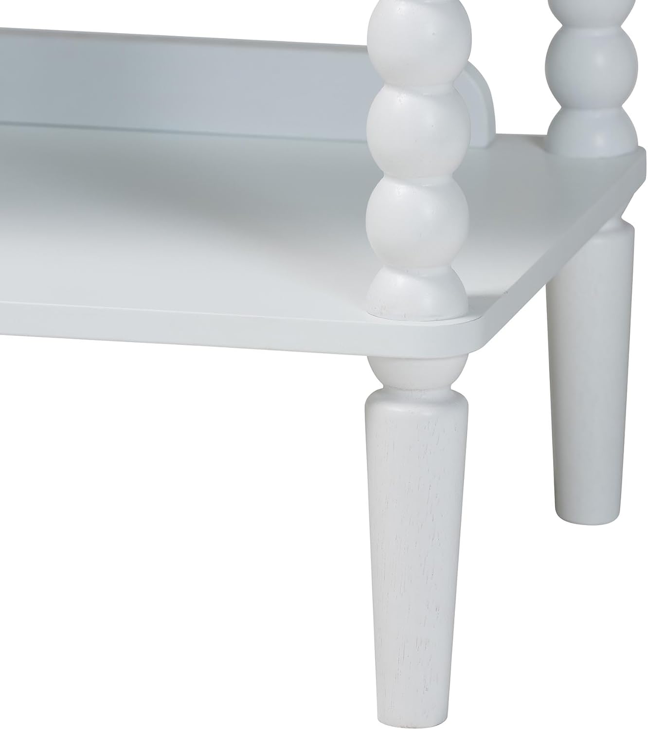 Baxton Studio Lucera Bobbin Display Shelf - 5-Tier Open Frame Vertical Bookcase with Spindle Posts for Living Room or Office, White