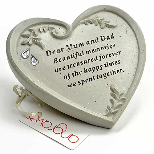 Angraves Especial mamá y papá, con Forma de Diamante con Textura Corazón Tumba Memorial Adorno Placa