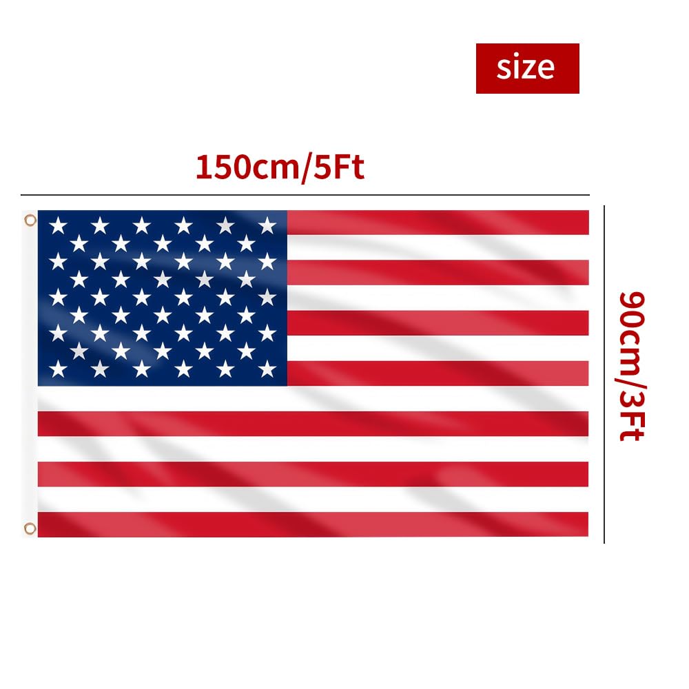 5ft x 3ft American Flag 90 x150cm United States National with Two Brass Grommets Large Flag of for Festival Party Sport Events Gardens Home Indoor and Outdoor USA Decoration - Image 2