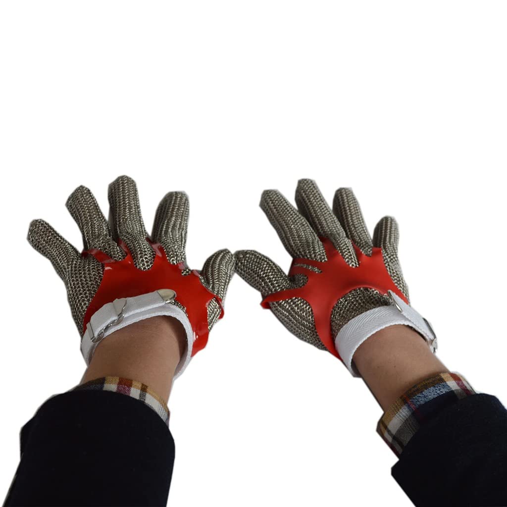 Guantes resistentes al corte de metales pesados ajustables, los guantes de alambre de acero de malla son antideslizantes y resistentes al desgaste, 9 niveles de protección, 2 piezas