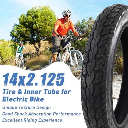2 Pack E-Bike Tire Kids Bike Tire 14×2.125 with 2 Tubes