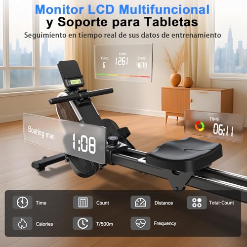 Variante de CHAOKE maquina de remo pistas dobles 16 niveles Bluetooth LCD