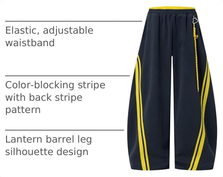 Image of Aelfric Eden Stripes Baggy Barrel Sweatpants Elastic Double Waist Wide Leg Pants Women Men Casual Y2K Unisex Lounge Trouser