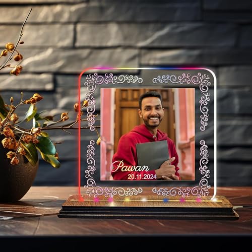 Image of Brown Cloud Personalized Name Photo LED Night Lamp Customized Gift for Men Women Husband Wife Girlfriend Boyfriend Birthday Marriage Anniversary Festivals Decoration(LED RBW NL AO 001)(D7)