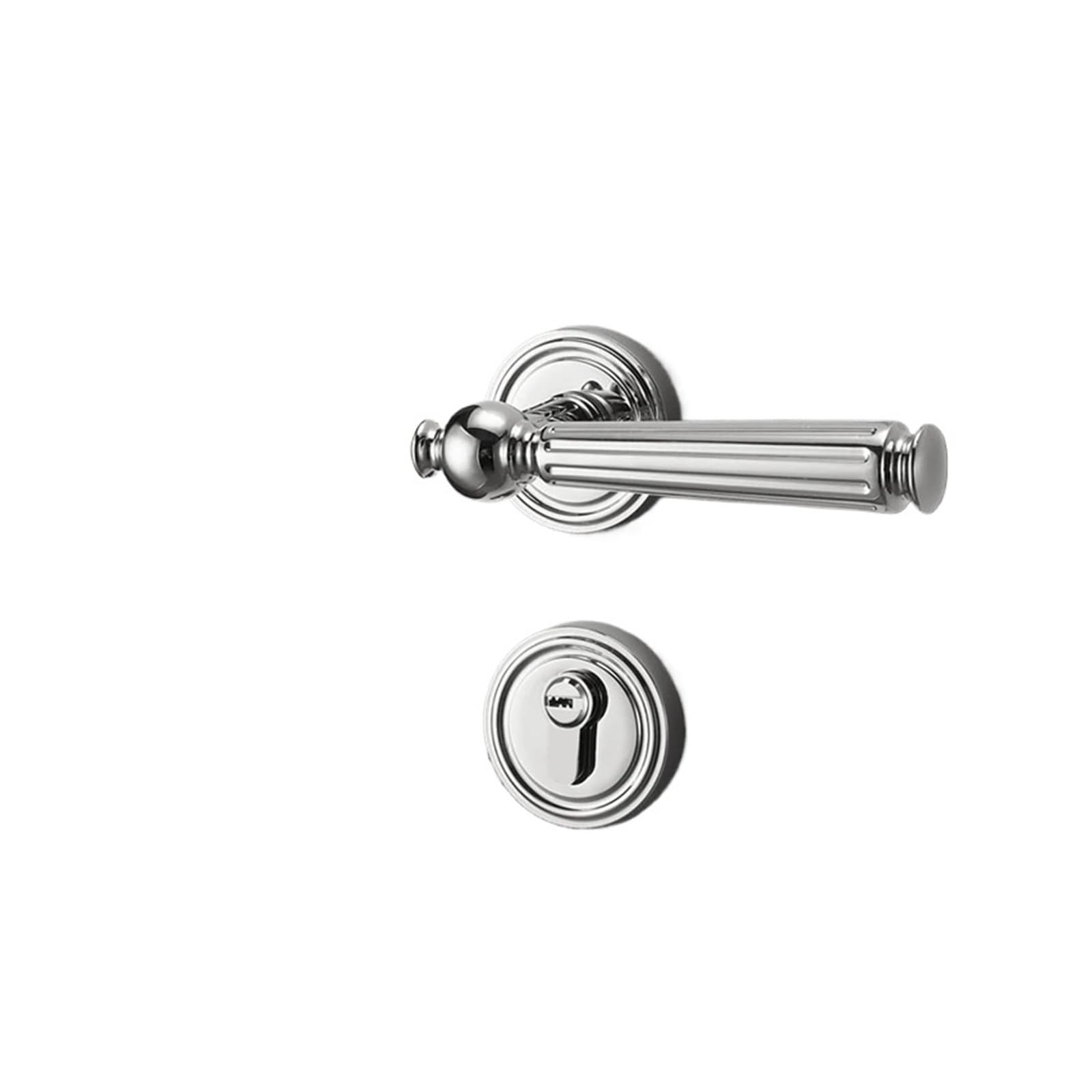 Bedroom wooden door lock split American style silent handle(Silvery)