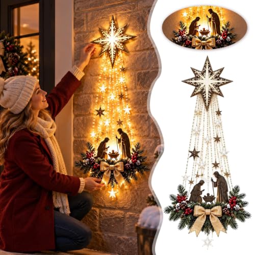 Lighted Nativity Bethlehem Star Wall Decor with Warm Led Lights - image 2