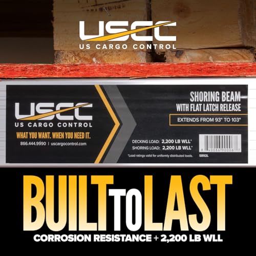 Image of US Cargo Control E Track Load Bars 93 inch-103 inch (8-Pack), 2,200 LBS Working Load Limit, Adjustable Aluminum Load Bars for Semi Trailers & Box Trucks, Shoring Beam or Decking Beam with Side Flat Latch