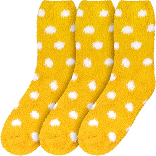BambooMN Women's Super Soft Fuzzy Socks, Polka Dot, Gradient, Snowflake, Featherlight Cuff - Assorted Colors2