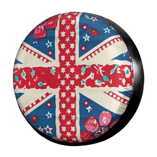 Image of Dujiea Cute British Flag Spare Tire Cover, Universal Wheel Tire Cover Waterproof Dust-Proof Tire Protectors for Trailer Rv SUV Truck Camper and Many Vehicle 14 15 16 17 Inch