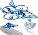 EWONDERWORLD Fighter Jet Airplane Drone For Kids & Beginners Easy To Fly Quadcopter with LED Lights Wonder Chopper – Toy RC Plane