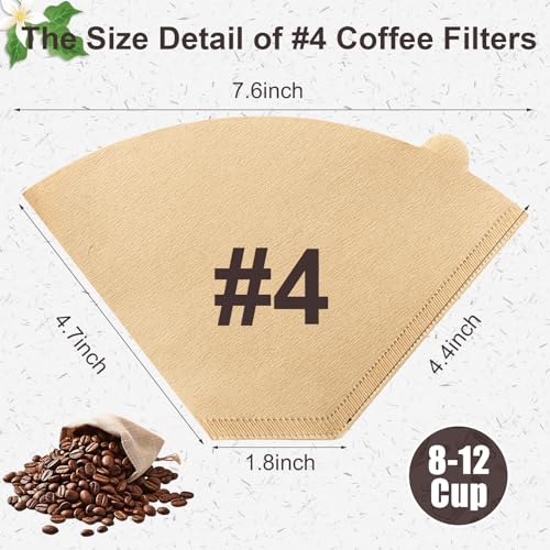 Image of 240Pcs Coffee Filters #4, Unbleached Natural Coffee Filters 8-12 Cup, Disposable Coffee Filters, Cone Paper Compatible with Ninja Coffee Maker, Pour Over and Drip Coffee Maker
