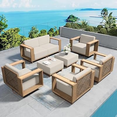 SUNSHINE VALLEY 7 Pieces Patio Furniture Set with 10" Thick Cushions