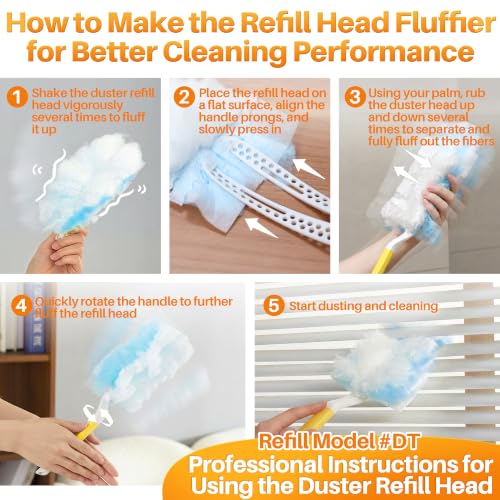 Image of JOYMOOP Disposable Electrostatic Duster for Cleaning, with 1 Handles & 12 Ct Blue Heavy Duty Refills for Swiffer Feather Duster, Household Cleaning Tool for Electronics, Dusting Furniture, Blinds