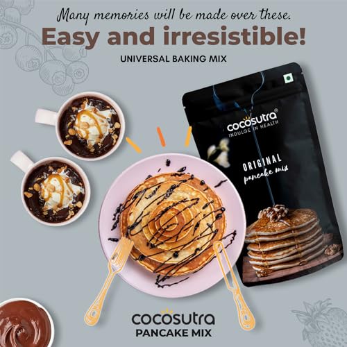 Image of COCOSUTRA Pancake Mix, Original Flavour, 300 g | 100% Natural, Vegan, Ready in 2-Minutes, Instant Breakfast Mix