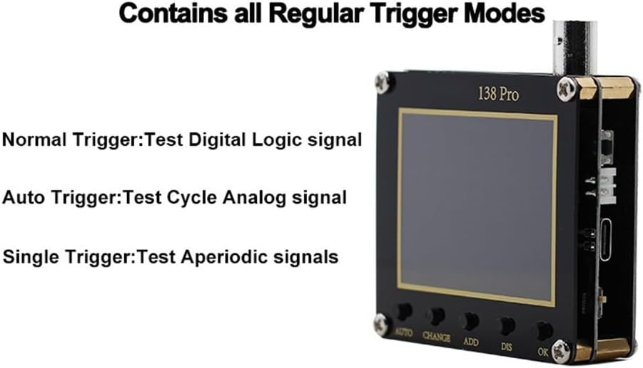 138PRO Digital Oscilloscope Portable USB Powered Small Pocket Oscilloscope 200KHz 2.5MS/s for Automotive Electronics DIY Home Appliance Testing(A)