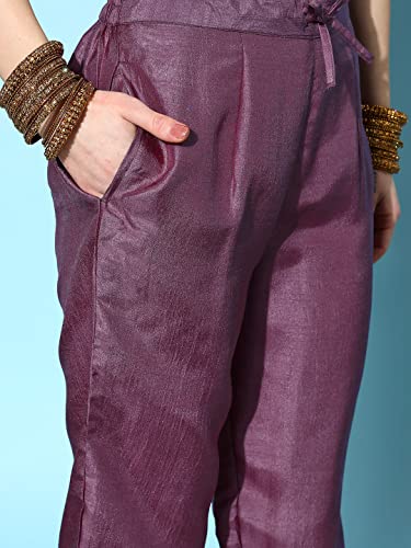 Image of ishin Silk Blend Women's Embroidered A-Line Kurta Pant with Dupatta Set