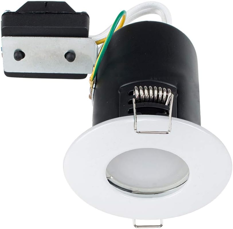 MiniSun Pack of 6 Fire Rated Bathroom/Shower IP65 White Domed GU10 Ceiling Downlights Amazon
