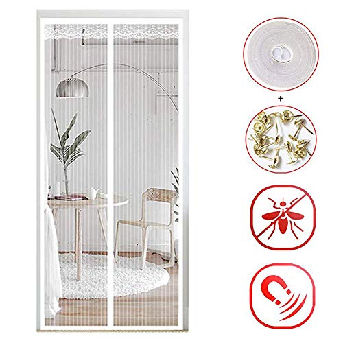 Preisvergleich Produktbild Jimgd Magnet Fliegengitter Tür Insektenschutz Balkontür Magnetischer Fliegenvorhang Moskitonetz Magnetisch Anti-Mosquito Curtain Für Balkontür Wohnzimmer Schiebetür,White,85x200cm(33x79inch)