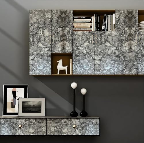 Image of WALLMATE Marble Wallpaper Self Adheisve Marble Wallpaper Waterproof Countertop Furniture Kitchen Marble Sticker Grey Italian, 24x84 Inch
