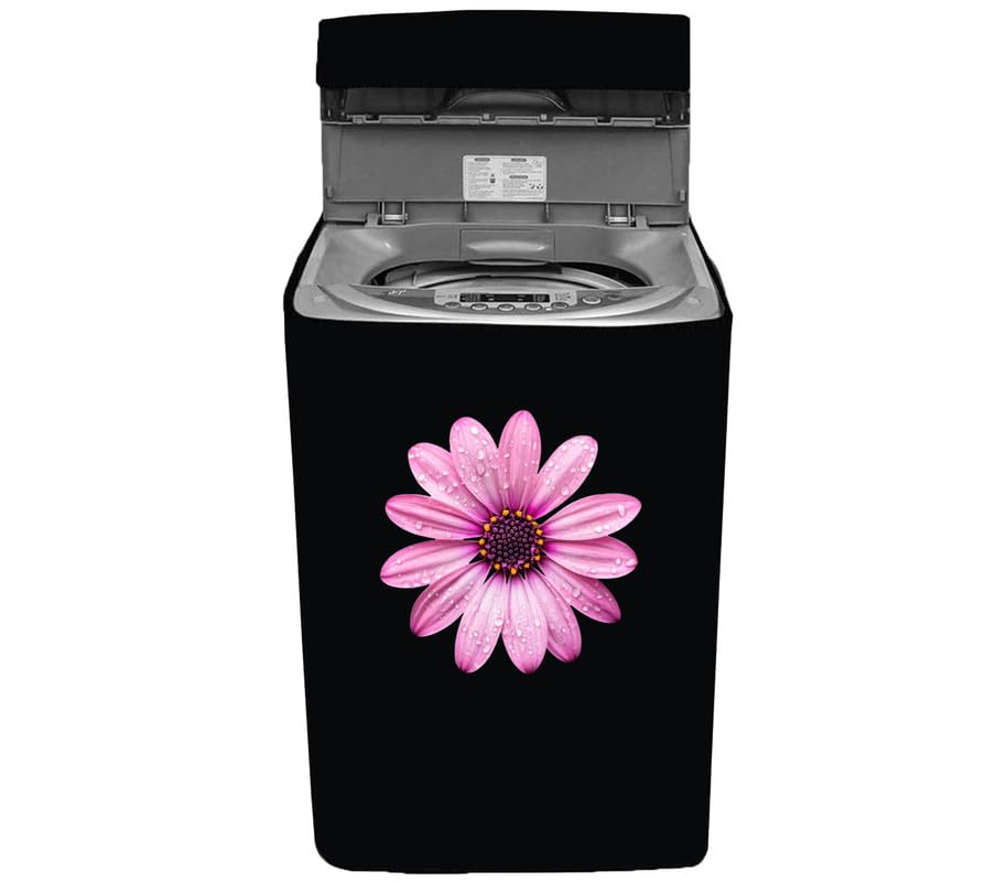 Amodori Waterproof Top load washing machine cover Compatible for LG 10 Kg THD10SWP Solid Black flower beautiful pink daisy print