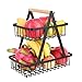 2 Etages Corbeille à Fruit Métal, Corbeille à Fruits Détachable Porte-fruits, Support Décoratif pour Fruits, Stand de Fruits pour la Cuisine, Support pour bol à Fruits avec Manche en bois (Noir)