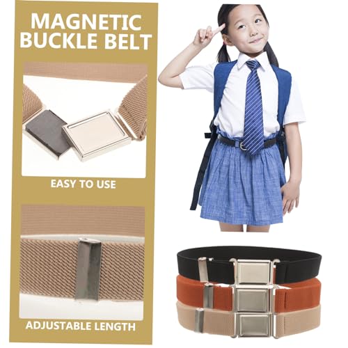 NOLITOY 3pcs Adjustable Magnetic Buckle Waist Belts for Kids Unisex Elastic Belts in Colors for Everyday Wear and Sports4